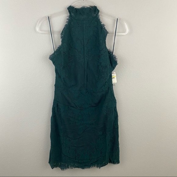 Free People • Harper Shift Lace high Neck Halter Green Dress. Medium. NWT - Picture 3 of 5